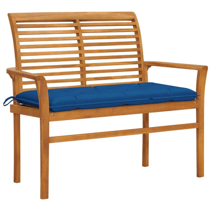 vidaXL Outdoor Patio Bench Garden Bench with Cushion for Porch Solid Wood Teak-4