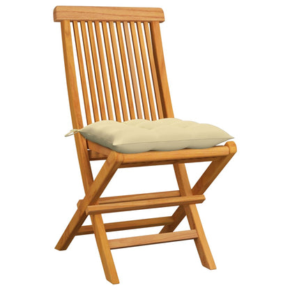 vidaXL Patio Chairs Outdoor Bistro Folding Chair with Cushions Solid Wood Teak-3