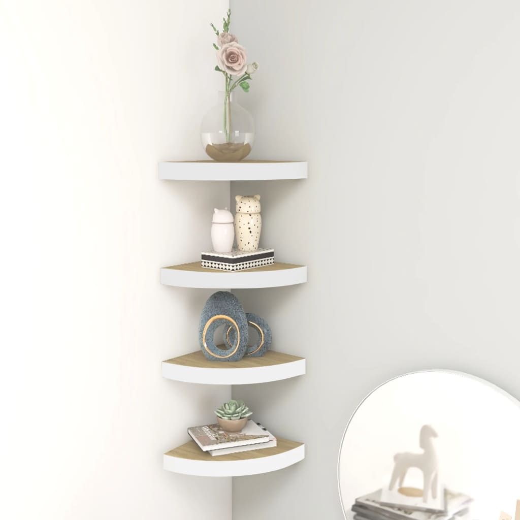 vidaXL Wall Corner Shelf Floating Corner Shelf Wall Mounted Display Shelf-46