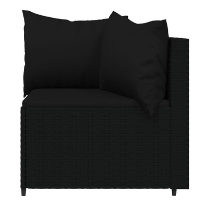vidaXL 3 Piece Patio Lounge Set with Cushions Black Poly Rattan-3