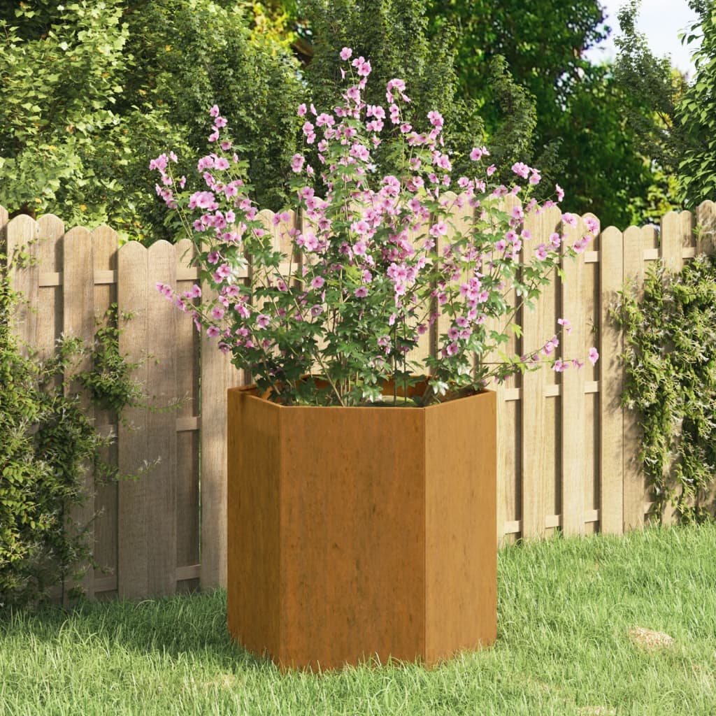 vidaXL Planter Stand Outdoor Garden Raised Bed Flower Box Rusty Corten Steel-6