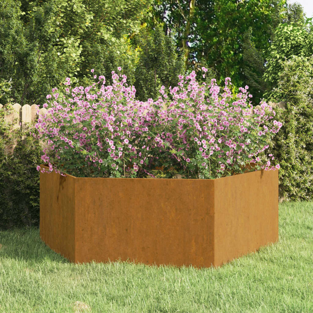 vidaXL Planter Stand Outdoor Garden Raised Bed Flower Box Rusty Corten Steel-7