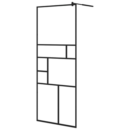 vidaXL Walk-in Shower Wall with Shelf Black 31.5"x76.8" ESG Glass&Aluminum-1