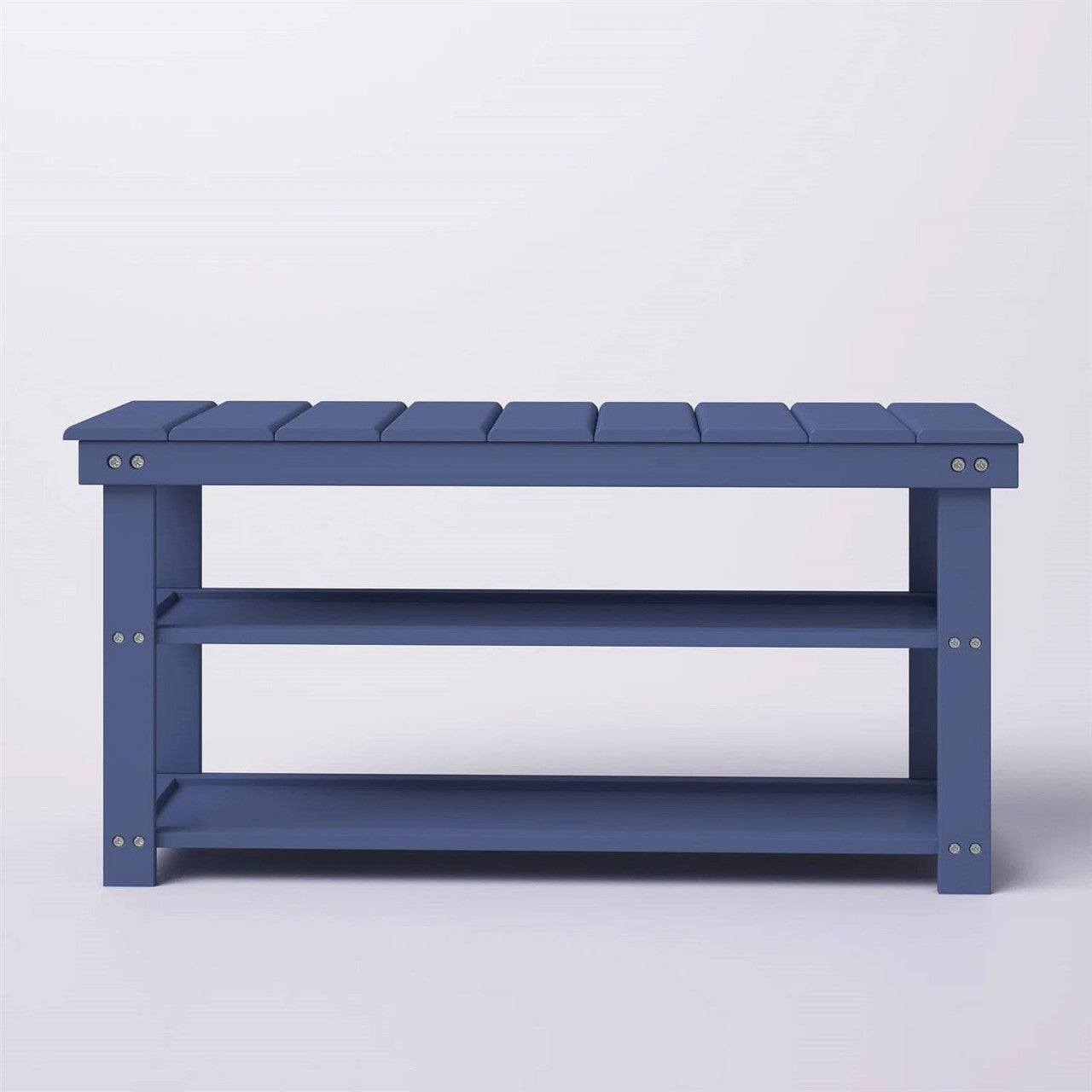 Blue Wood 2-Shelf Shoe Rack Storage Bench - 150 lbs. Weight Capacity-1