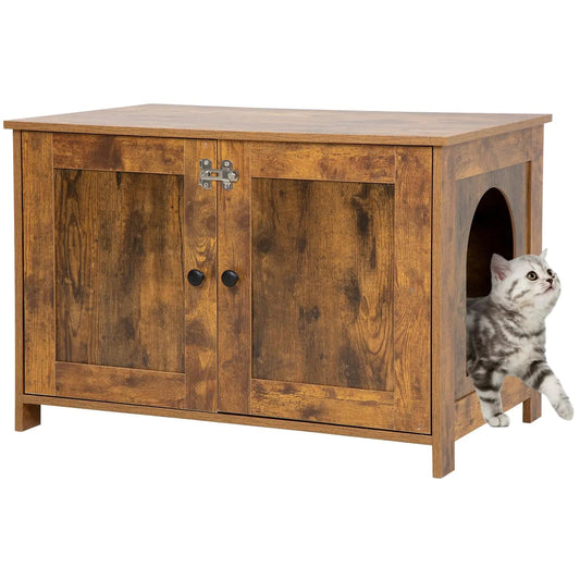 BestPet Cat Litter Box Enclosure Furniture HiddenWooden Cat Washroom Furniture Storage Cabinet Pet Crate House End Table with Removable DividerLarge EnoughFit Most Cats and Litter Box - Shellcreations