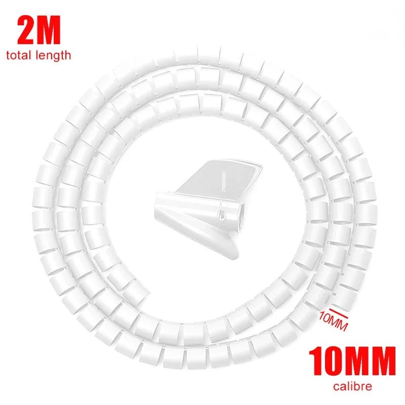 Black Cable Wire Protector Cable Organizer Management Pipe Flexible Wire Wrap Line Coiled Tube Office Cord Sleeve Cover 2M/1.5M - Shellcreations