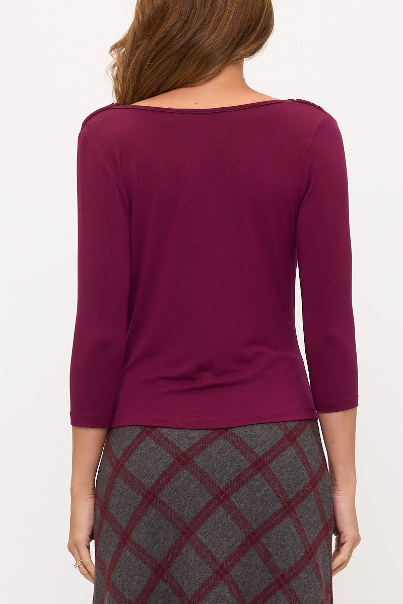 Boat Neck Ruched Top - Shellcreations