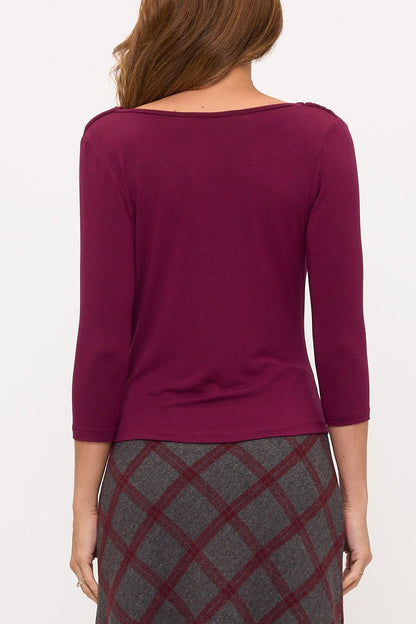 Boat Neck Ruched Top - Shellcreations