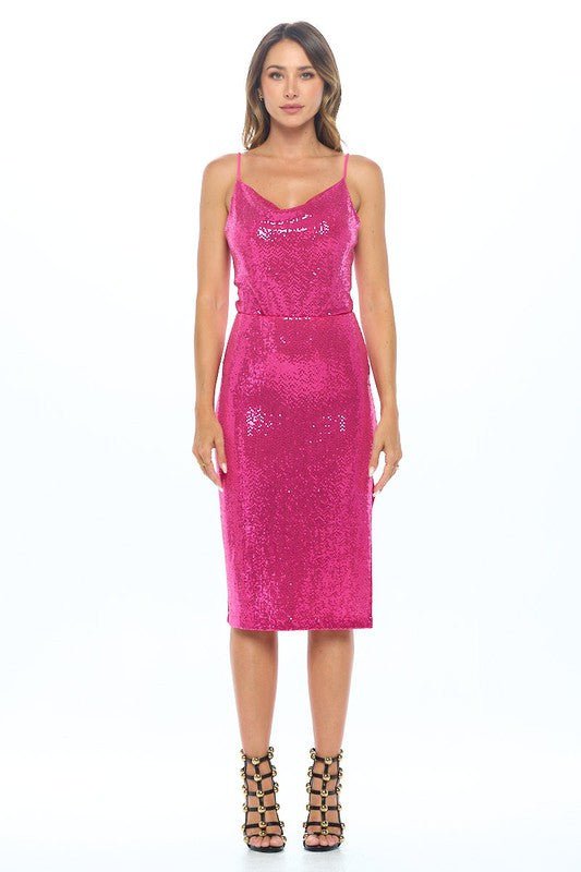 Bold Sequins Midi Skirt with Slit - Shellcreations