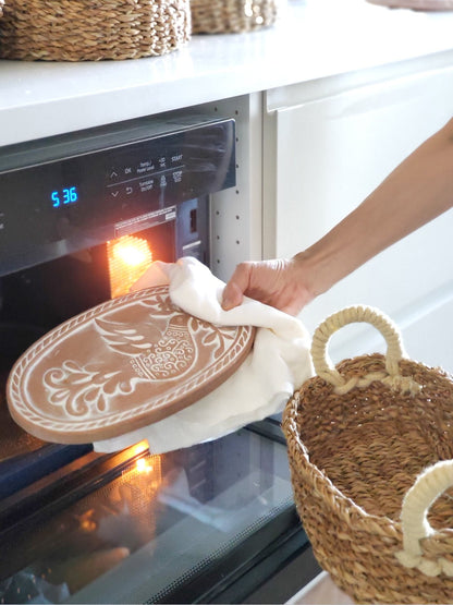 Bread Warmer & Basket Gift Set with Tea Towel - Bird Oval - Shellcreations