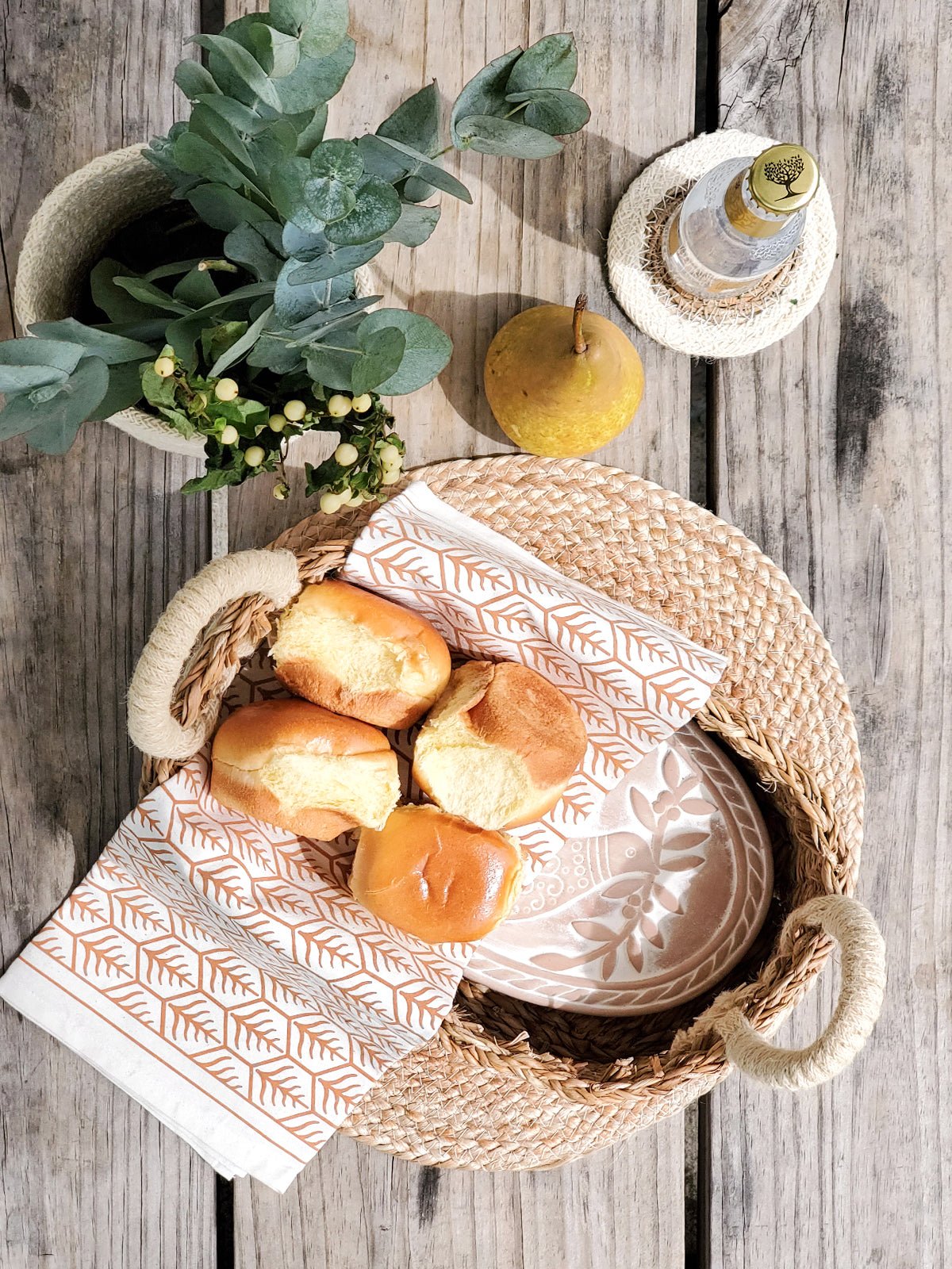 Bread Warmer & Basket Gift Set with Tea Towel - Bird Oval - Shellcreations