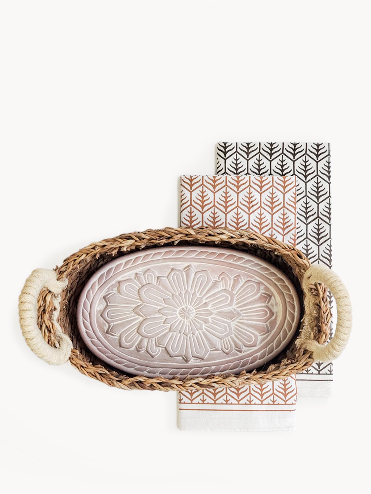 Bread Warmer & Basket Gift Set with Tea Towel - Flower - Shellcreations