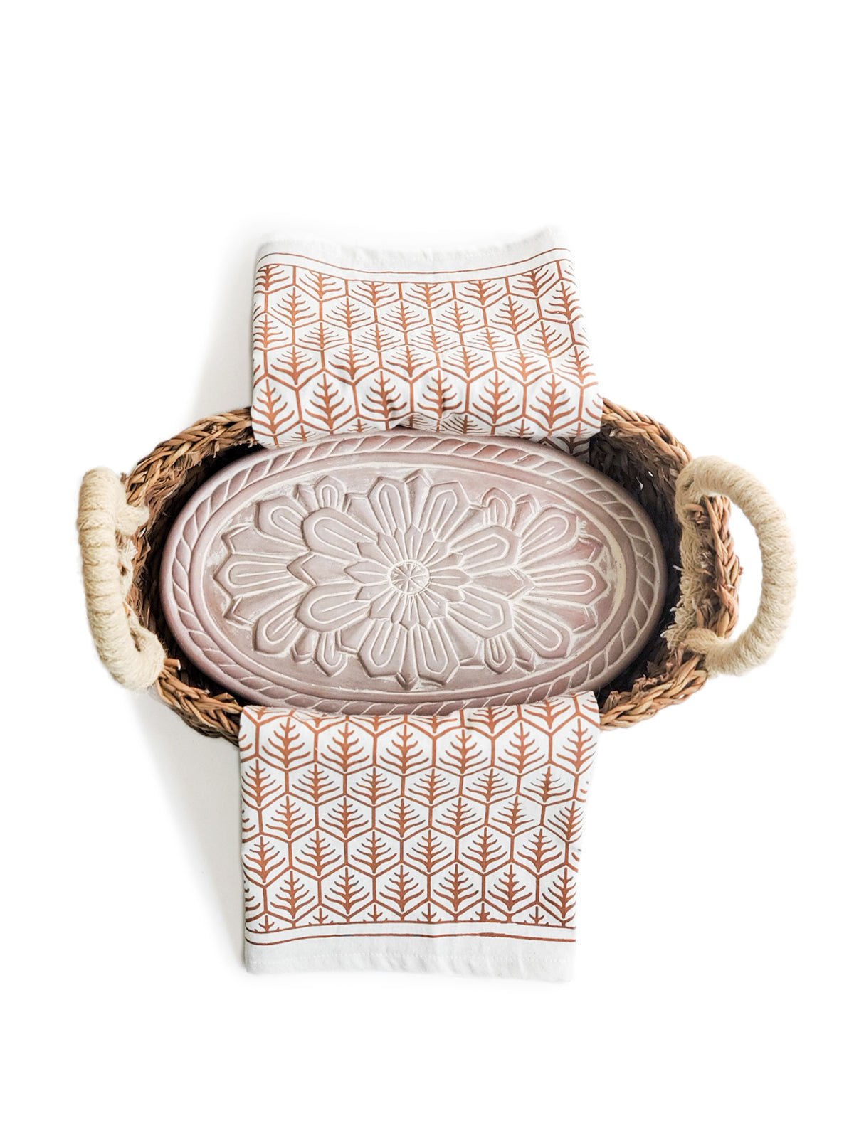 Bread Warmer & Basket Gift Set with Tea Towel - Flower - Shellcreations