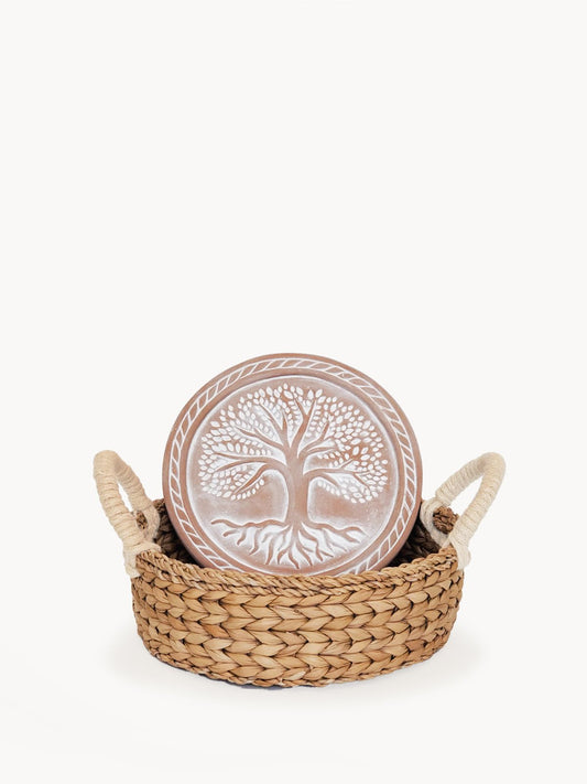 Bread Warmer & Basket - Tree of Life Round - Shellcreations