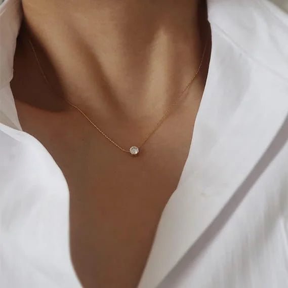 Bulk Golden Cubic Zirconia Pendant Chain Necklace 42+5CM 6mm Charms Jewelry Diamond Necklace - Shellcreations