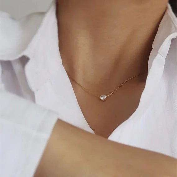 Bulk Golden Cubic Zirconia Pendant Chain Necklace 42+5CM 6mm Charms Jewelry Diamond Necklace - Shellcreations