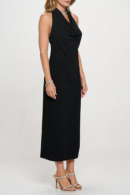 Cowl neck Open Back Bodycon Dress - Shellcreations