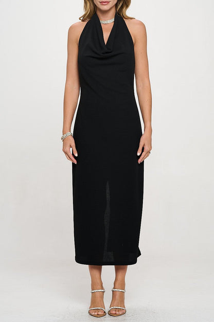 Cowl neck Open Back Bodycon Dress - Shellcreations