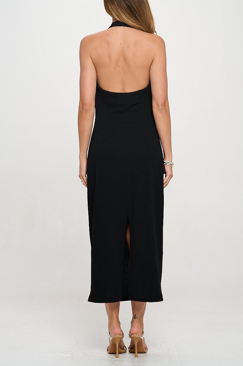 Cowl neck Open Back Bodycon Dress - Shellcreations