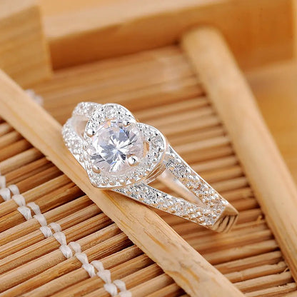 Elegant Heart Ring with Zirconia in 925 Silver - Shellcreations