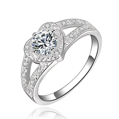 Elegant Heart Ring with Zirconia in 925 Silver - Shellcreations