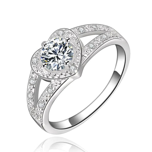 Elegant Heart Ring with Zirconia in 925 Silver - Shellcreations