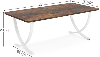 Executive Desk, 63” W X 31.5” D Large Office Desk, Modern Computer Desk Conference Table Meeting Room Table, Business Furniture for Home Office, White and Walnut - Shellcreations