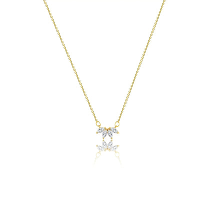 Fashion Golden Flower - shaped Zircon Necklace 42+5CM Brass Fine Jewelry Cubic Zirconia Pendant Necklace - Shellcreations