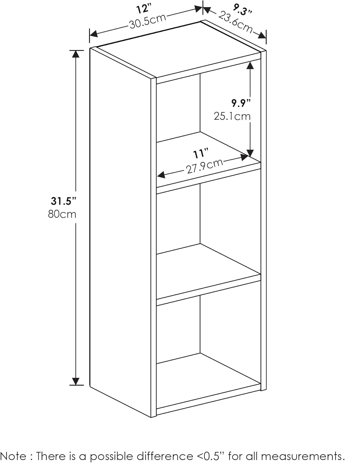 Pasir 3-Tier No Tool Assembly Open Shelf Bookcase, Blackwood-2