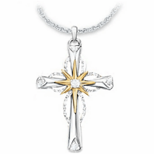 FCJ Religious Style Star Cross Alloy Pendant Stainless Steel Charm Gold Plated Customizable Pattern Octagonal Shape - Shellcreations