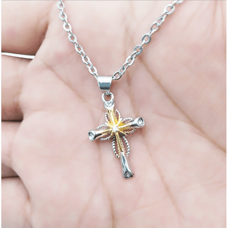 FCJ Religious Style Star Cross Alloy Pendant Stainless Steel Charm Gold Plated Customizable Pattern Octagonal Shape - Shellcreations
