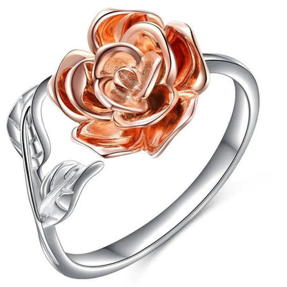 FCJ Romantic Adjustable Ring 18K Rose Gold Plated Alloy Fashion Ring Trendy Hip - Hop Inlay Style Number Shape - Shellcreations