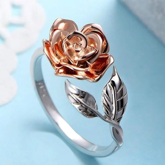 FCJ Romantic Adjustable Ring 18K Rose Gold Plated Alloy Fashion Ring Trendy Hip - Hop Inlay Style Number Shape - Shellcreations