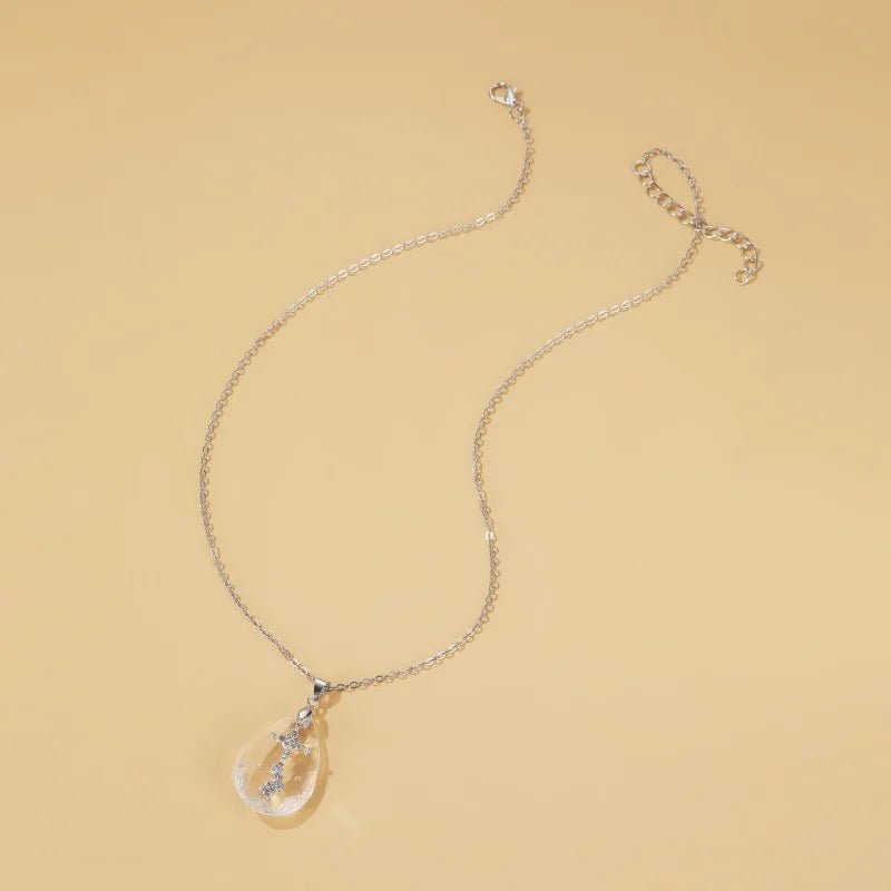 FCJ Simple Temperament Necklace Wild Drop Pendant Rhodium Plated Rose Gold Platinum Freshwater Featuring Zircon Diamond Chains - Shellcreations