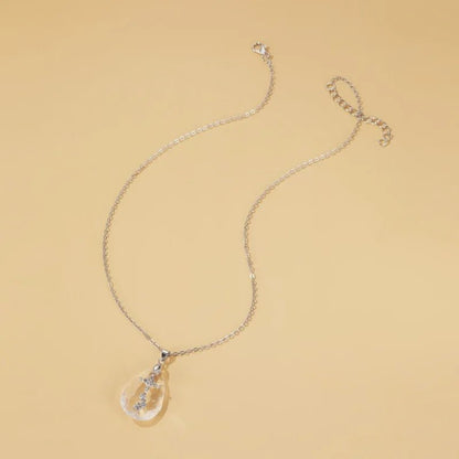 FCJ Simple Temperament Necklace Wild Drop Pendant Rhodium Plated Rose Gold Platinum Freshwater Featuring Zircon Diamond Chains - Shellcreations
