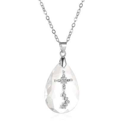FCJ Simple Temperament Necklace Wild Drop Pendant Rhodium Plated Rose Gold Platinum Freshwater Featuring Zircon Diamond Chains - Shellcreations