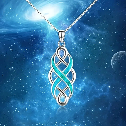 FCJ Trendy Irish Celtic Knot Pendant Necklace Rhodium & Gold Plated Geometric Link Chain Featuring Diamond Pearl Zircon Stones - Shellcreations