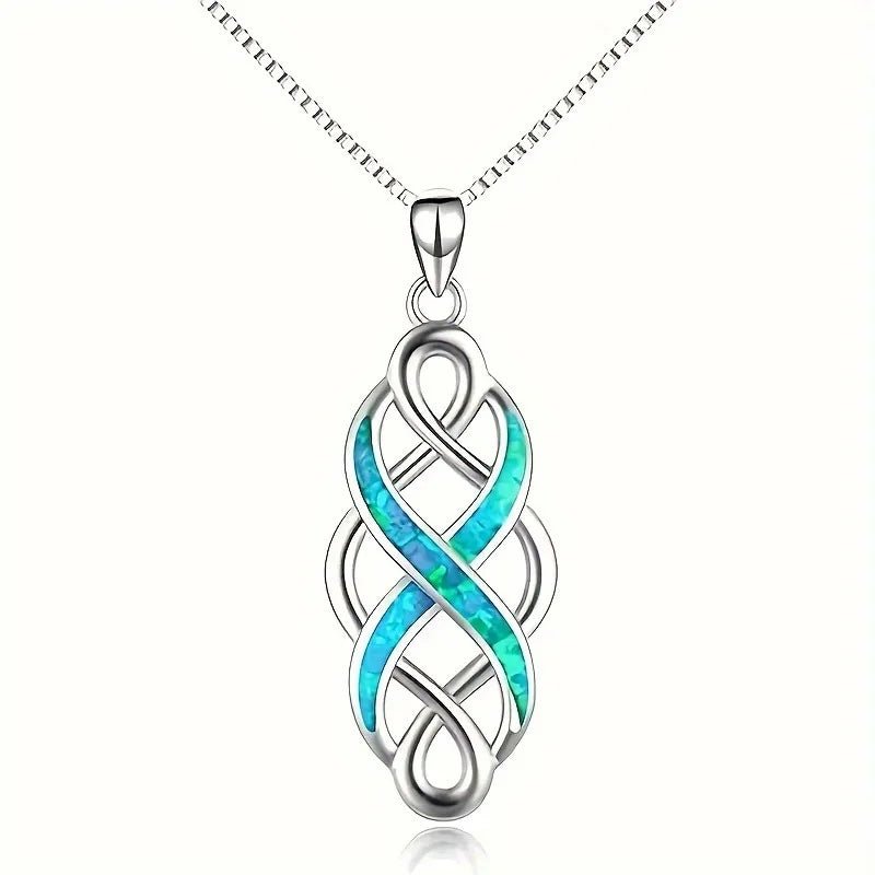 FCJ Trendy Irish Celtic Knot Pendant Necklace Rhodium & Gold Plated Geometric Link Chain Featuring Diamond Pearl Zircon Stones - Shellcreations