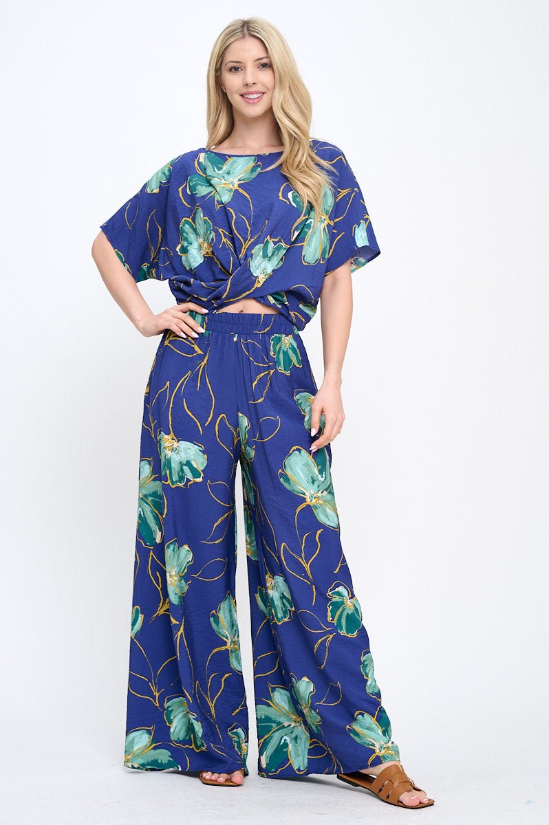 Floral Print Top with Crossover Front Detail - Shellcreations