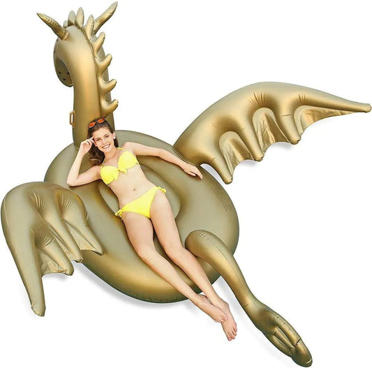 Giant Inflatable 103" Golden Dragon Pool Float - Luxy Float - Shellcreations