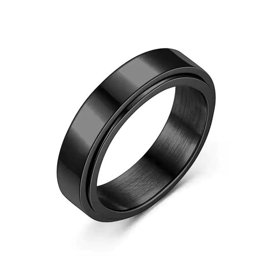 Glossy Rotatable Titanium Steel Lettering Ring - Shellcreations