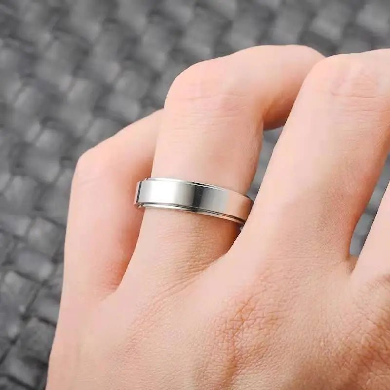 Glossy Rotatable Titanium Steel Lettering Ring - Shellcreations