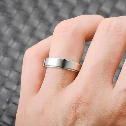 Glossy Rotatable Titanium Steel Lettering Ring - Shellcreations