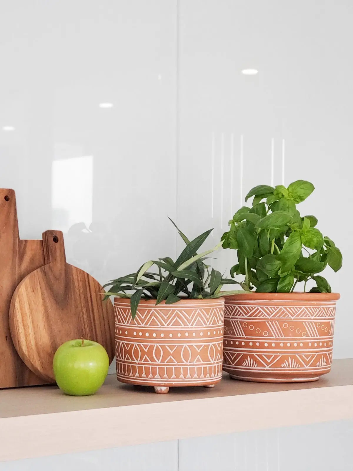 Hand Etched Terracotta Pot - Small - Shellcreations
