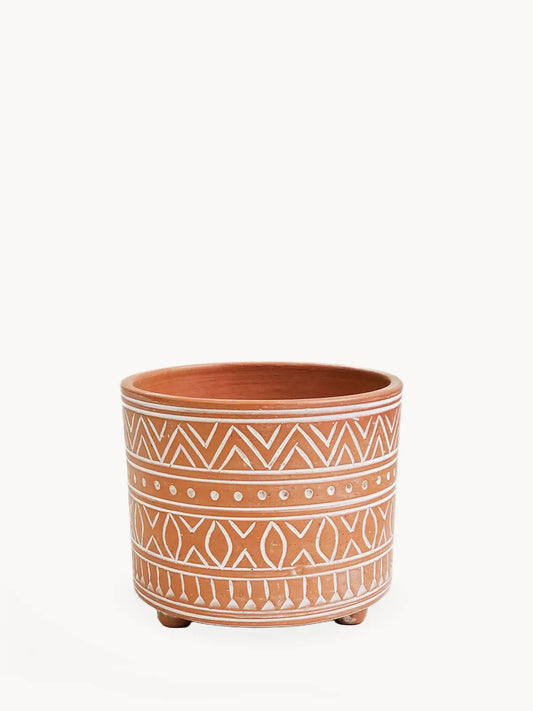 Hand Etched Terracotta Pot - Small - Shellcreations