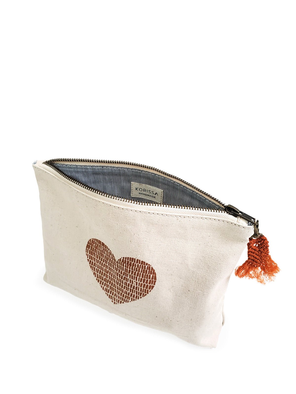Hand Screen Printed Cotton Canvas Pouch - Love - Shellcreations