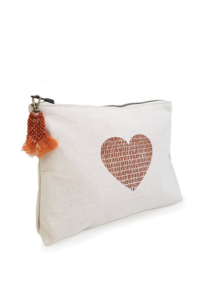 Hand Screen Printed Cotton Canvas Pouch - Love - Shellcreations