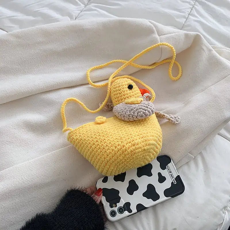 Handmade Woolen Bag with Cartoon Cute Duck Design - Shellcreations