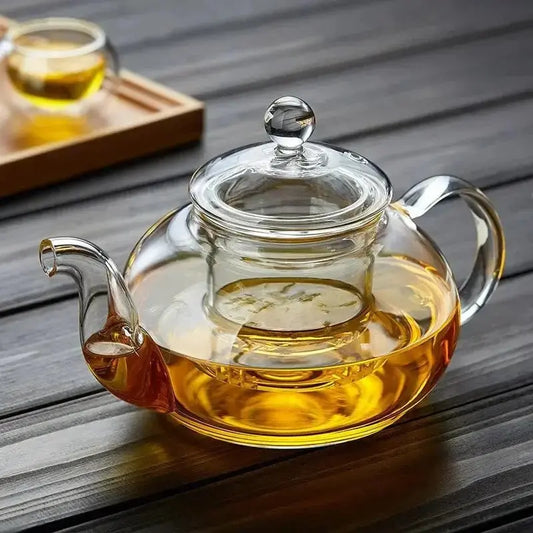 High Borosilicate Glass Flower Teapot Set: Heat - Resistant, Filterable, 400ml/1000ml" - Shellcreations