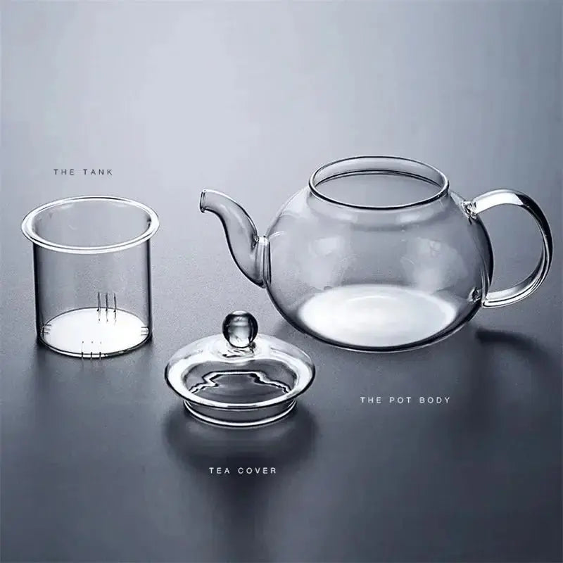 High Borosilicate Glass Flower Teapot Set: Heat - Resistant, Filterable, 400ml/1000ml" - Shellcreations